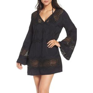 La Blanca Black Swim Coverup Dress Embroidery Sz 4